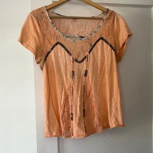 Orange top with lace detail and beading - DONATING AFTER 8/18